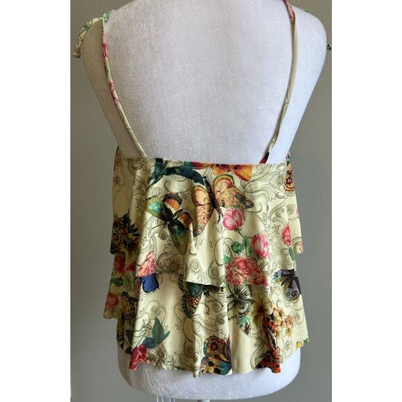 Johnny Was Bikini SwimSuit M Floral Butterflies Ruffles Boho Gypsy Resort Aloha - Picture 11 of 13